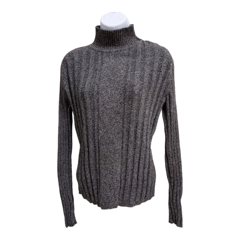 DKNY Womens Long Puff Sleeve Turtleneck Sweater L